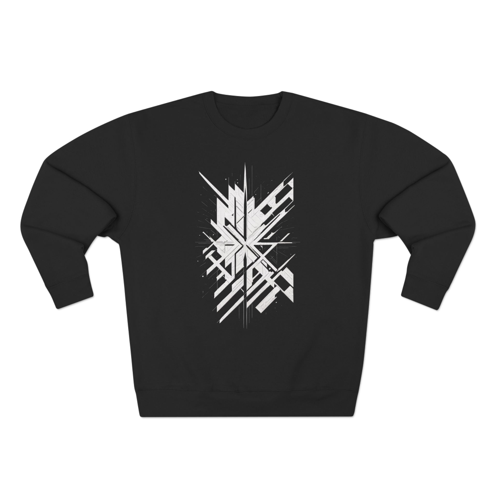 WINFITS Shadow Geometry Crewneck — Monochrome Streetwear Essential
