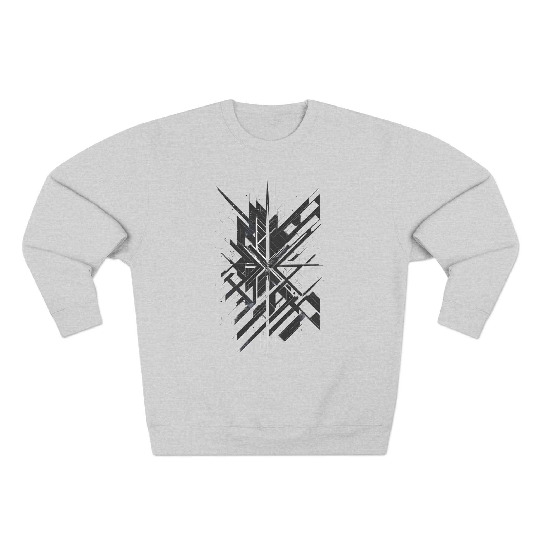 WINFITS Shadow Geometry Crewneck — Monochrome Streetwear Essential