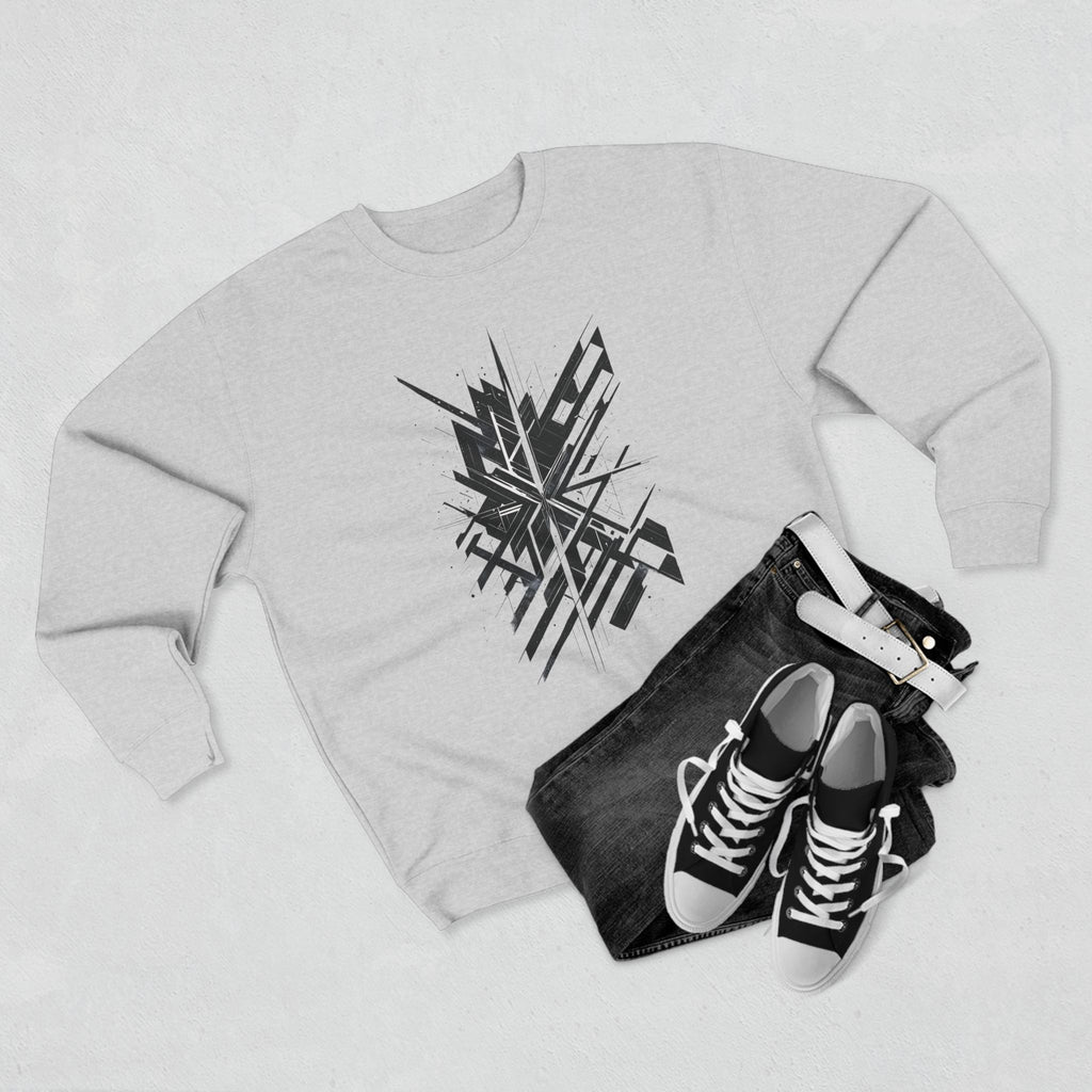 WINFITS Shadow Geometry Crewneck — Monochrome Streetwear Essential