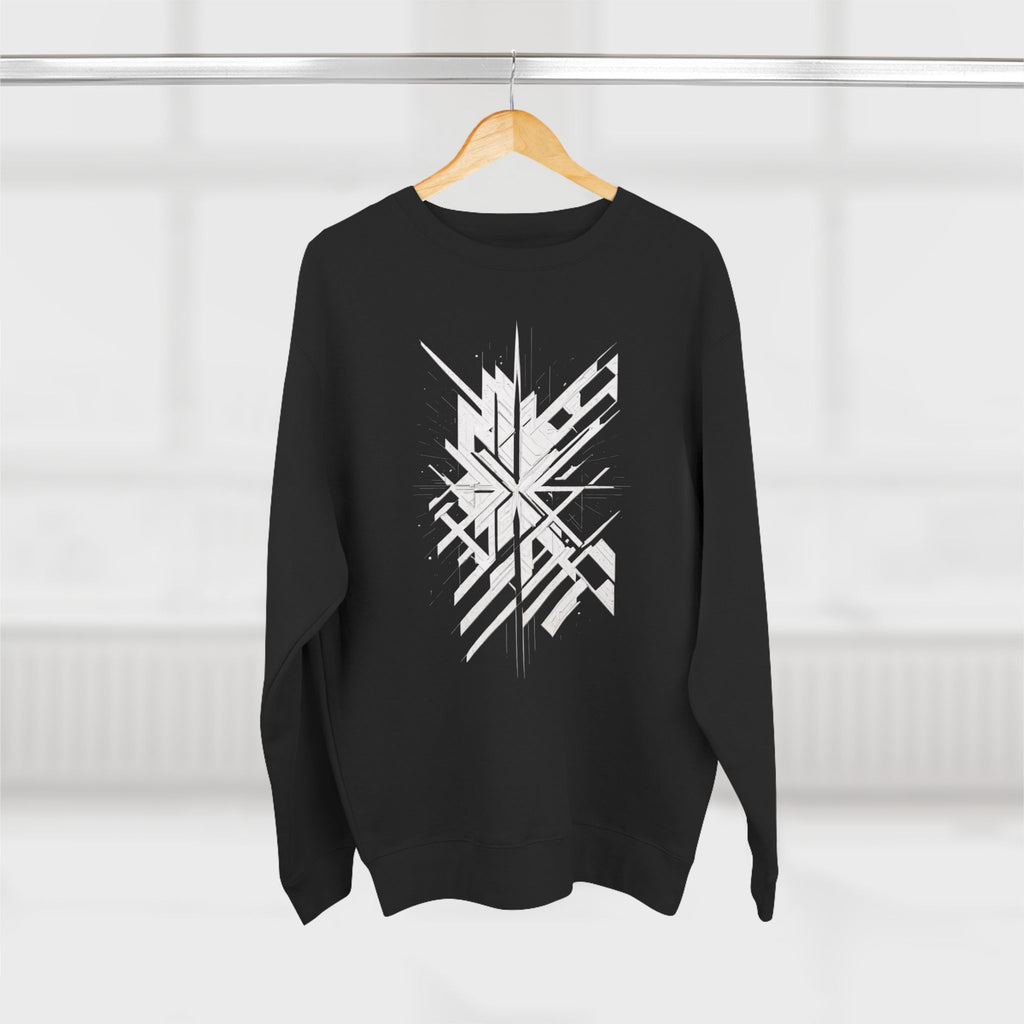 WINFITS Shadow Geometry Crewneck — Monochrome Streetwear Essential