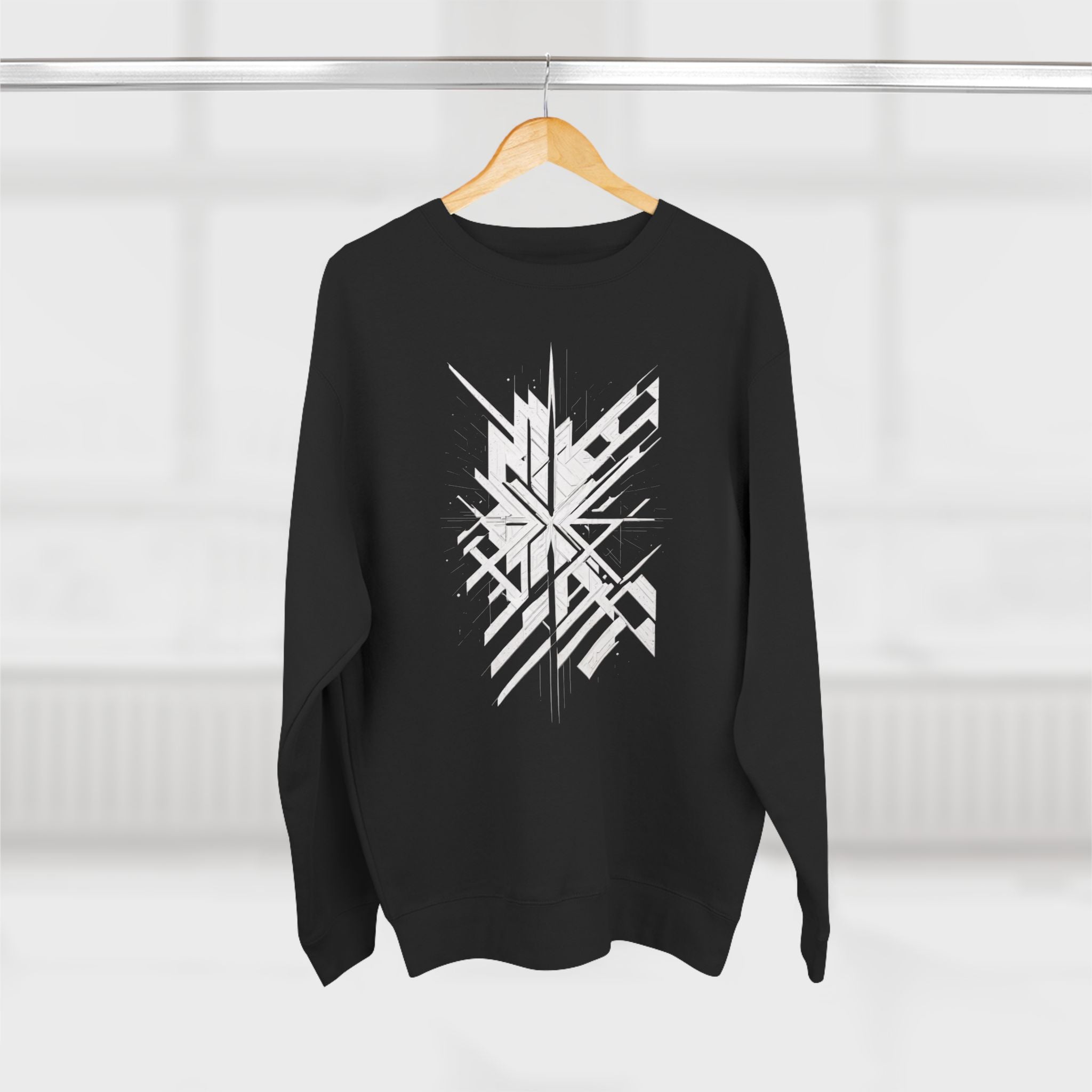 WINFITS Shadow Geometry Crewneck — Monochrome Streetwear Essential